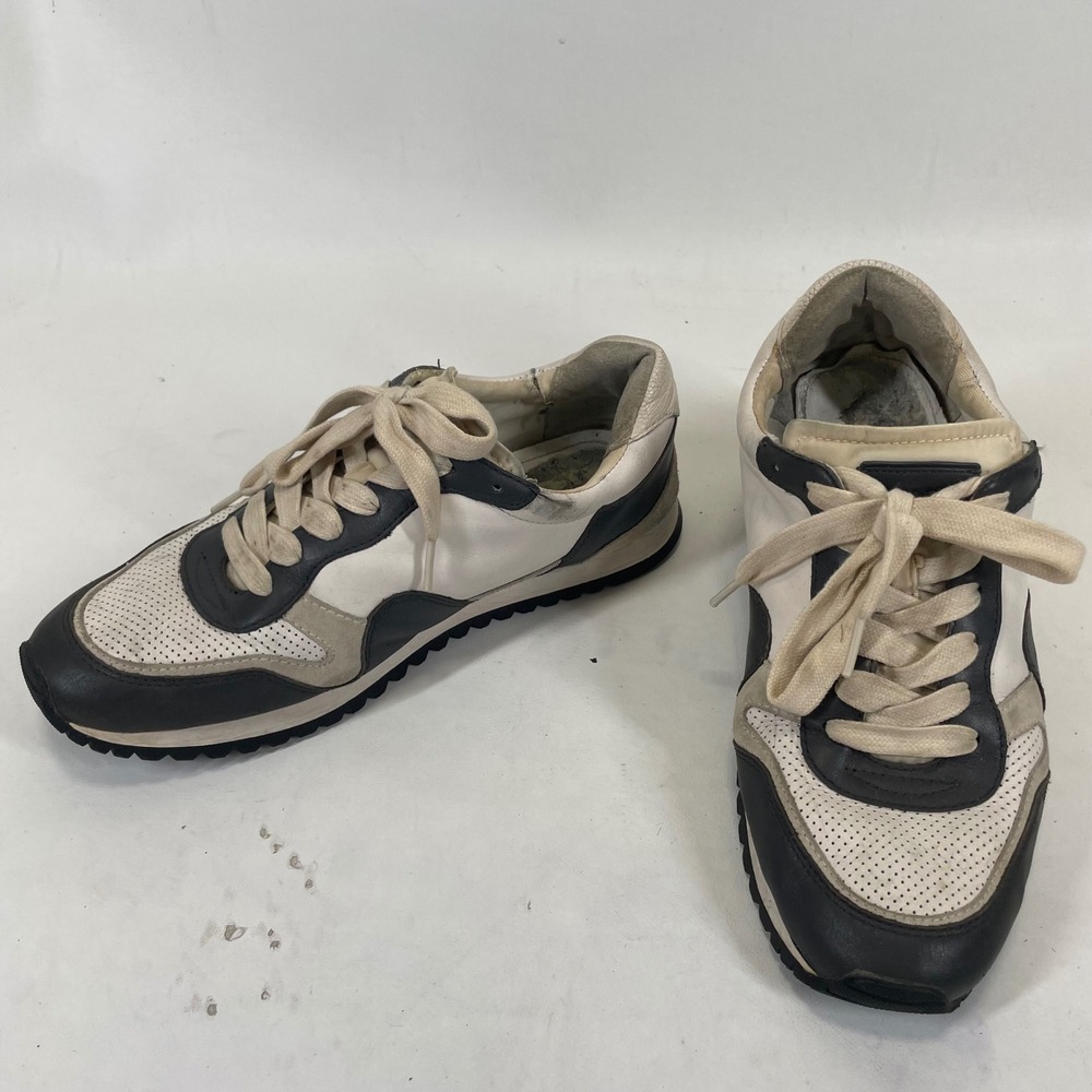 Coach FG1600 Mens Leather Low Top Sneakers White Black Grey Size 9D